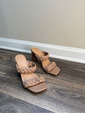 Target Braided Double-Strap Block Heel Sandal - Beige